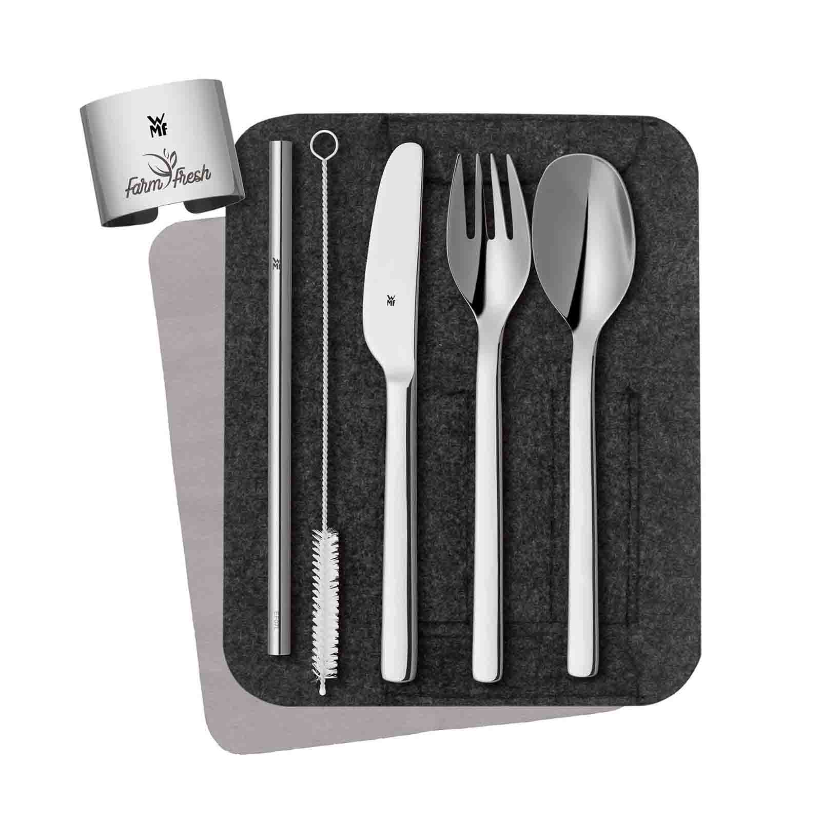 WMF My2Go Besteckset Silver

Nachhaltig und wieder verwendbar
8 Stück in einem Set
Rostfrei und spülmaschinenfest
Hergestellt aus Cromargan®

Personalisierung mit einer Gravur und einem Sleeve